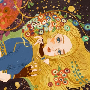 Princess Zelda Klimt inspired art print image 1