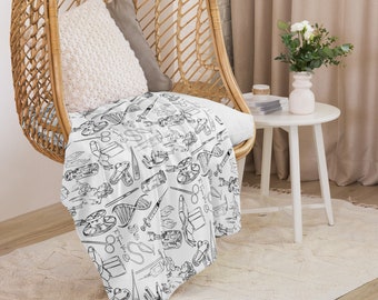 Small Animal Medicine Sketch Sherpa Blanket