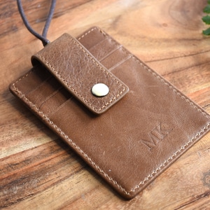 ID card holder, Personalized Engraved Genuine Leather card holder /Birthday Gift