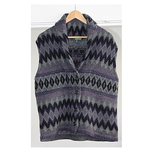 Lauren Ralph Lauren - Tribal Shawl Collar Button Front Knit Vest, Women&#39;s XL - Southwestern, Lambswool
