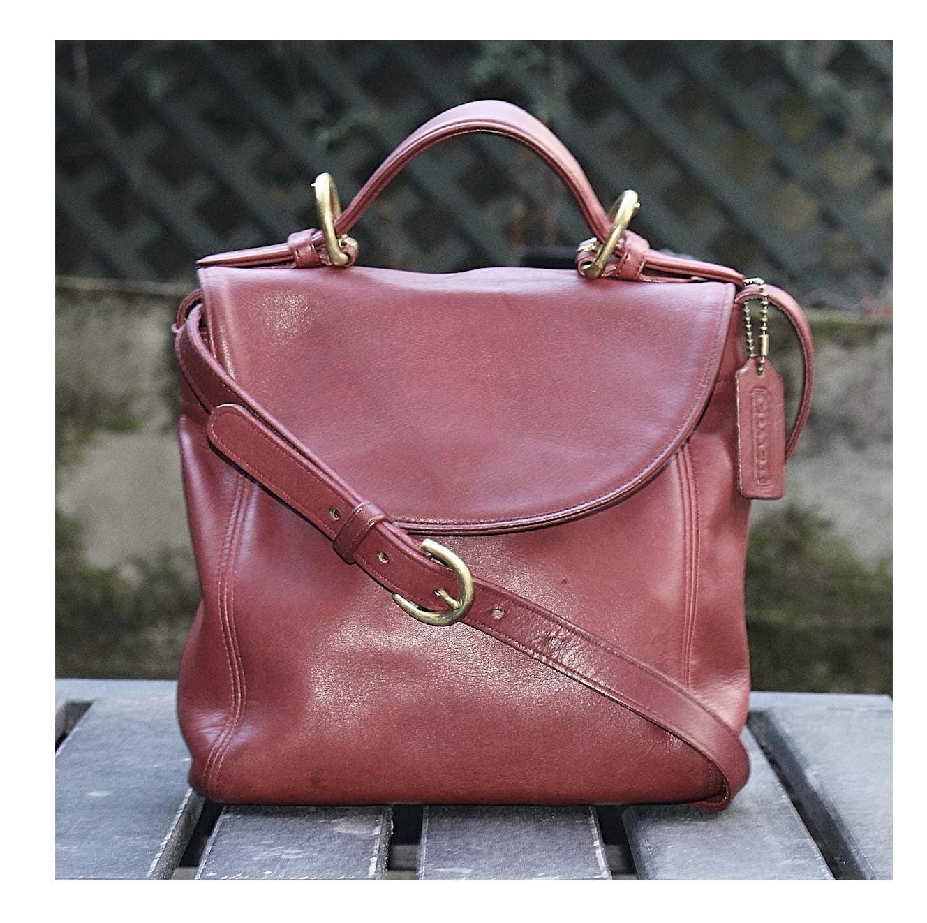 Coach Vintage - Soho Handle Bag 4158 in Red + Brass, USA 1990s