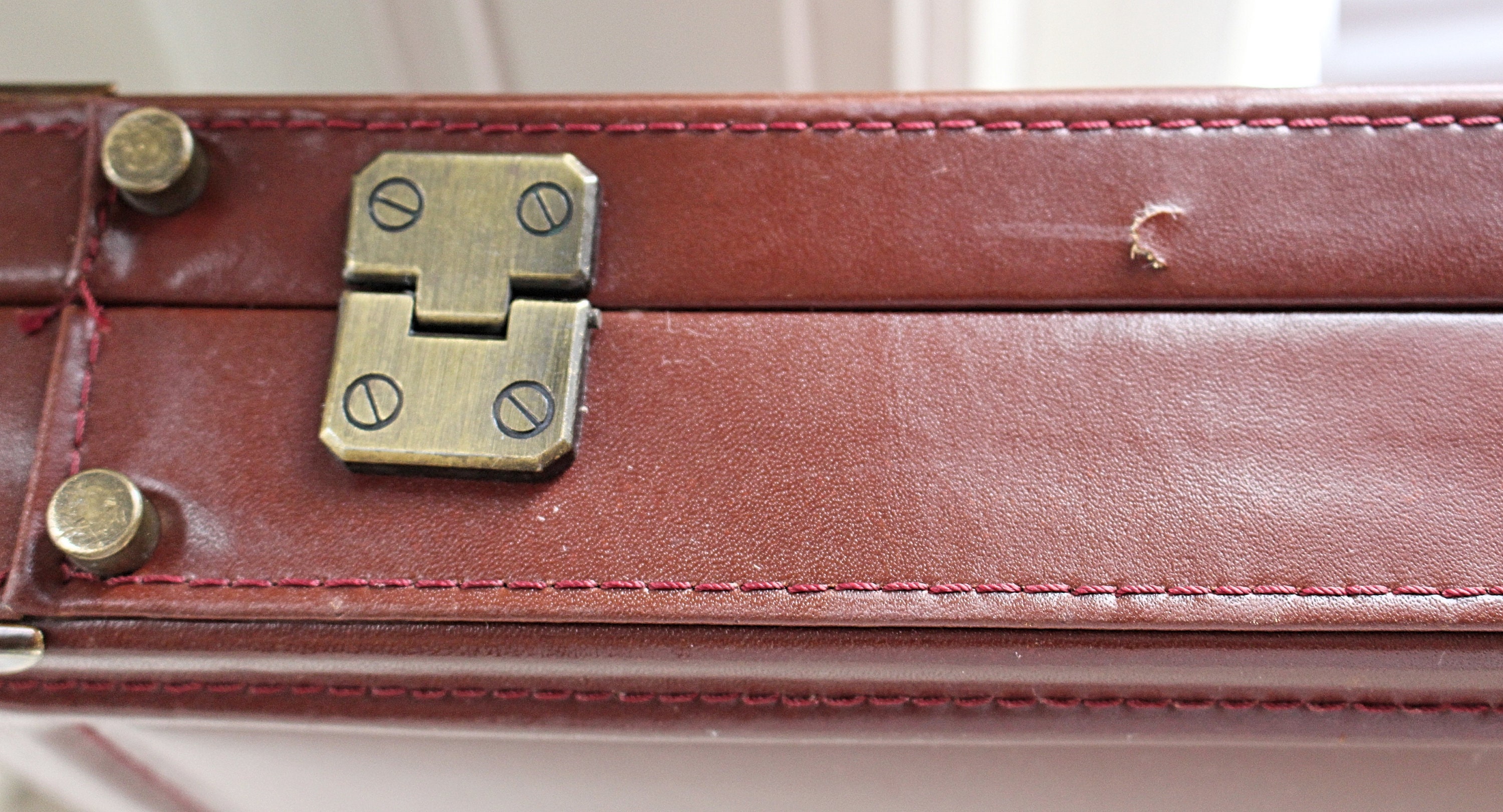 Vintage Amiet Combination Lock Briefcase: Brown Burgundy