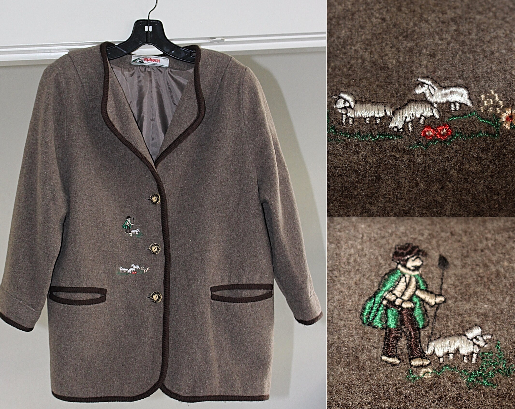 80'S LLBean all-over print half button wool Tyrolean sweater made in USA, women's XL size, vintage /eaa493399