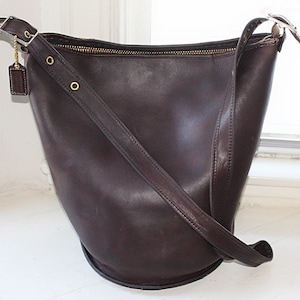 Coach Vintage - Pre-Serial Feed Sac Duffle 9085 - Bonnie Cashin Era - Mocha, USA - Thicker Leather, Long Strap