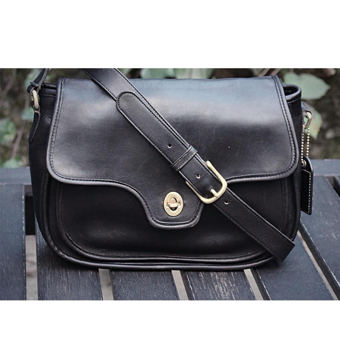 バッグ Vintage Coach Lenox Bag Black Leather Vintage Coach Lenox Bag - Etsy