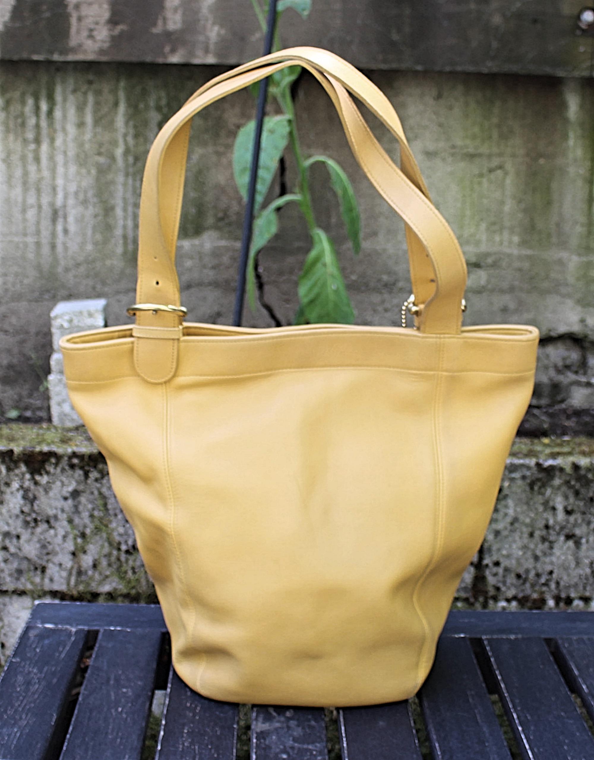 バッグ Vintage Coach Duffle Sac Bucket Yellow VINTAGE COACH DUFFLE SAC BUCKET SOULDER BAG PURSE #9085