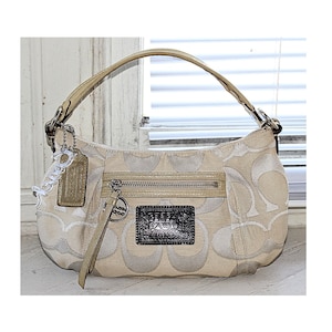 Coach - Poppy Signature Satin Jacquard Shoulder Bag 16293 - Cream