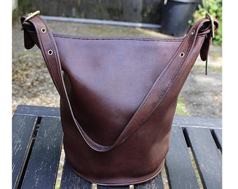 COACH Vintage Lula Legacy Brown Leather Drawstring Bucket