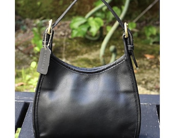 Vintage, Coach Soho Hobo Black Leather Shoulder Bag, F05D