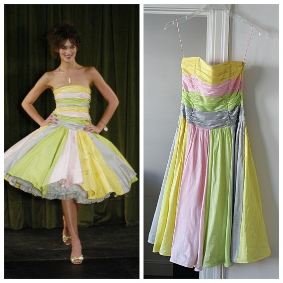 Betsey Johnson - Vintage - 100% Silk, Candy Stripe
