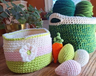 Crochet Flowered Basket Pattern