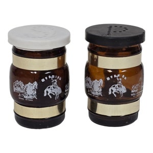Vintage Wyoming Mini Fässer Salz & Pfeffer Souvenir Shakers Yellowstone Grand Tetons National Park Gewürzstreuer
