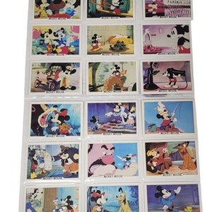 Disney Mickey Mouse-filmscèneruilkaarten serie A Set #1 compleet 1-18 vintage Disney Collectible