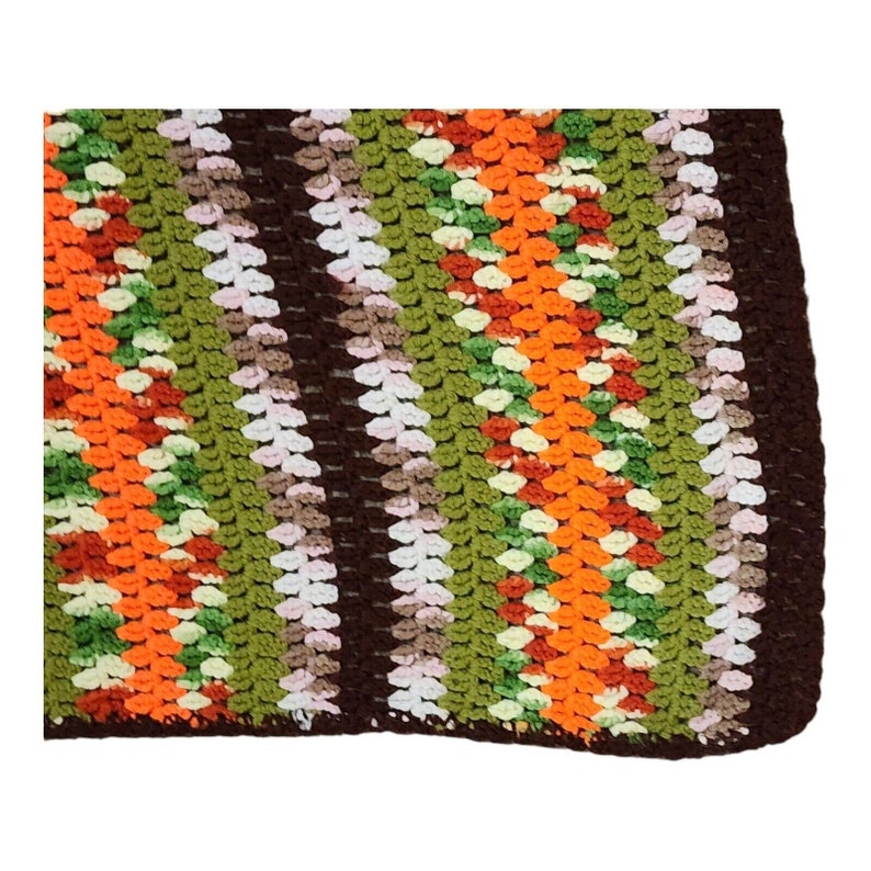 Vintage Handmade Crochet Afghan 60x40 Multicolored Striped Throw