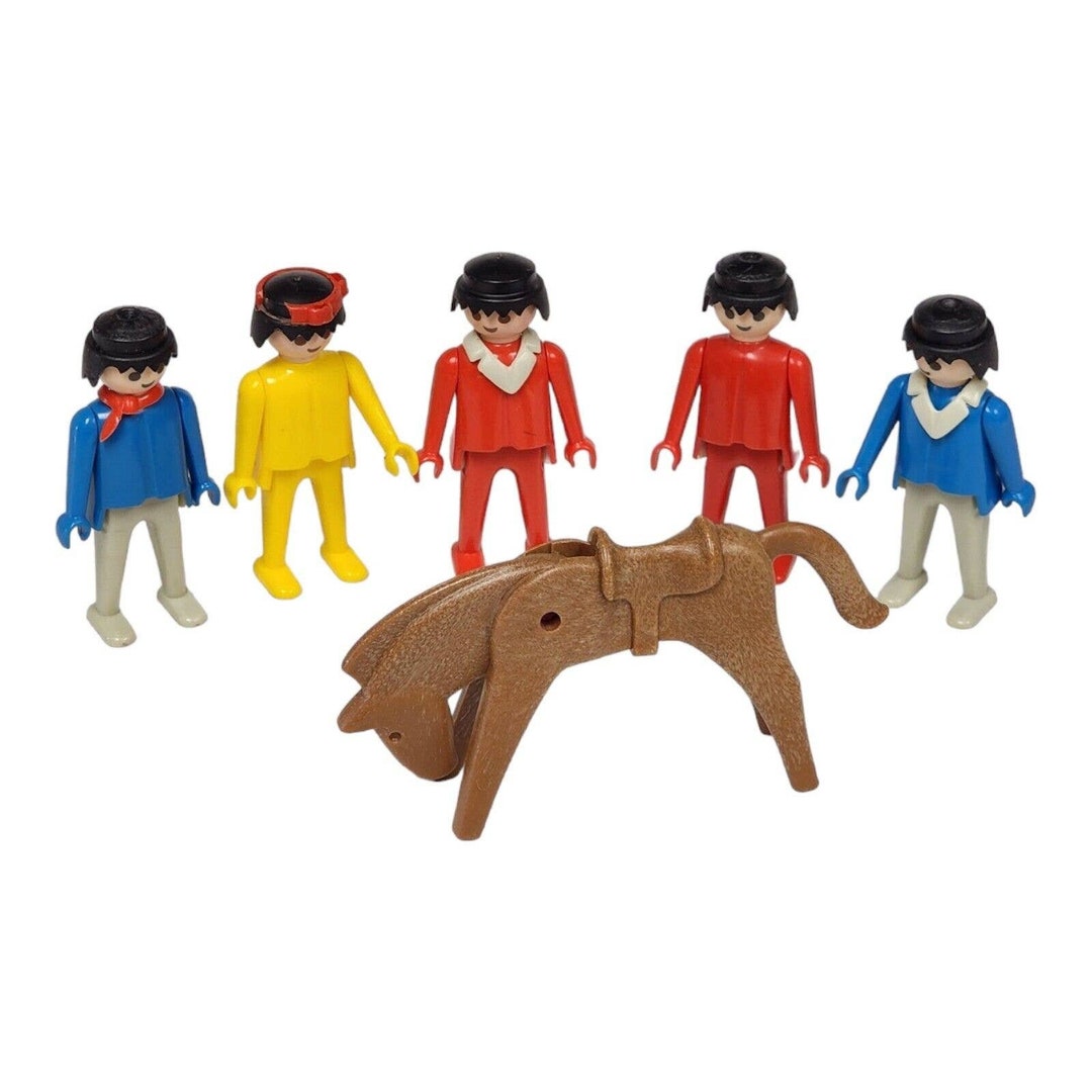 VINTAGE LOT PLAYMOBIL Géobra 1974 cowboy chevaux sudiste et autres EUR