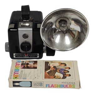 1950s Kodak Brownie Hawkeye Camera Flash Model with Flashbulbs | Classic Film Photography | Retro Camera Collector's Item