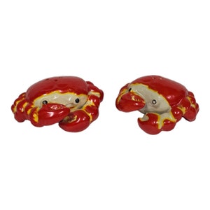 Vtg 1950s Norcrest Red Crabs Salt & Peppers Shakers MCM Kitchen Nautical Decor zdjęcie 1