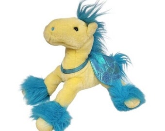 Vintage Toys R Us Animal Alley Plush Pegasus Stuffed Animal Yellow & Blue