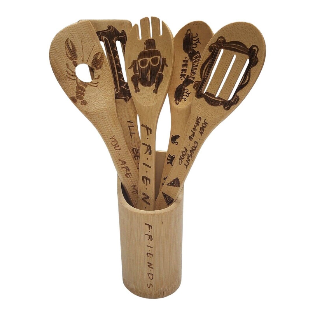 Vintage Friends Novelty Serving Utensil Set 5 Piece Wooden Etsy