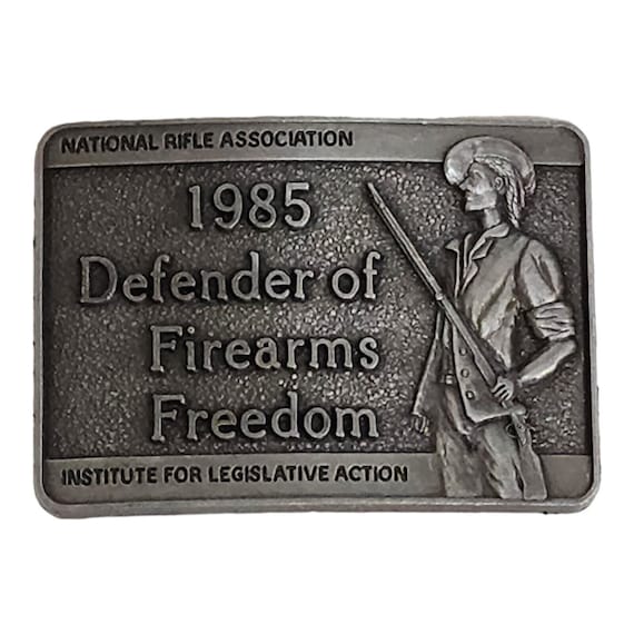 Silver Belt Buckle 1985 Defender of Firearms Freed