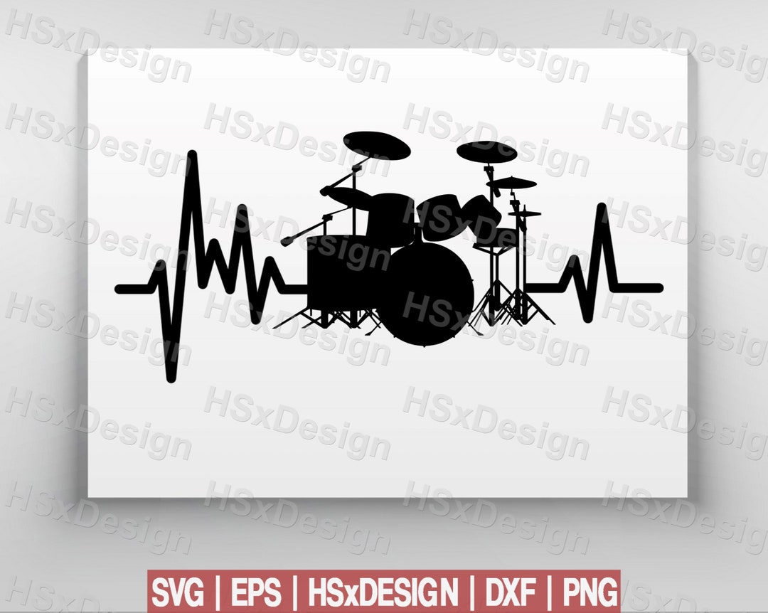 Drum Heartbeat Drummer Musician Hobby Drum Pulse. Digital Files Cut