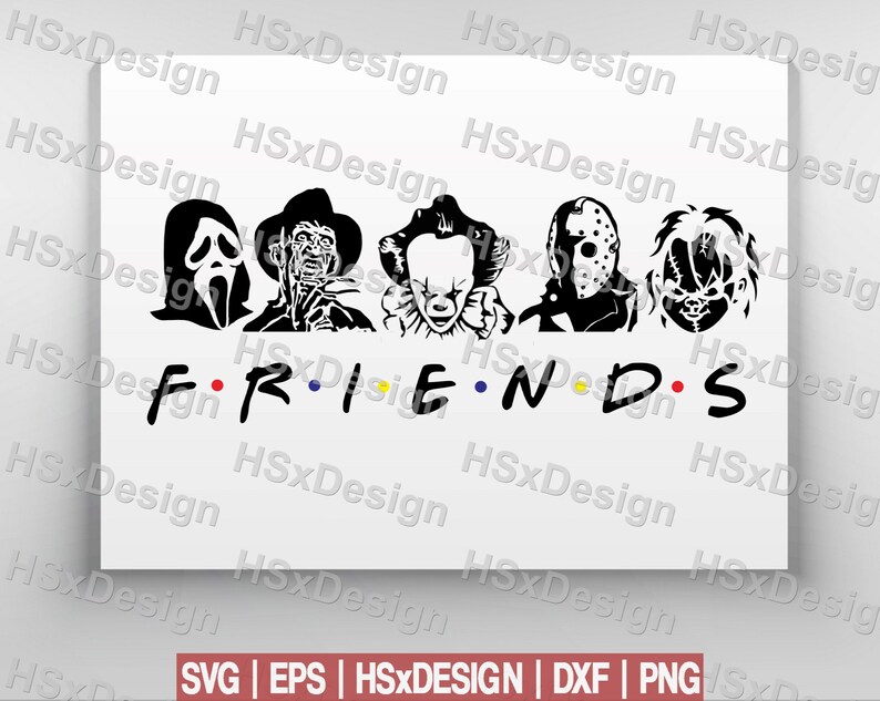Png HSxDesign Svg Dxf Digital Files Cut Files Cameo Cricut Horror Movie Character Pennywise Chuckie Friends Style Digital Art Eps