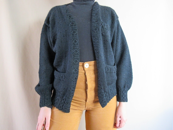 Vintage Black Wool Cardigan