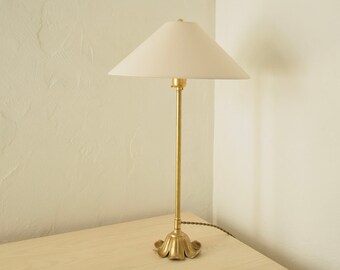 Handmade Brass Flower Table Lamp - Made to Order Customizable - Single or Pair of Lamps - Vintage Art Nouveau