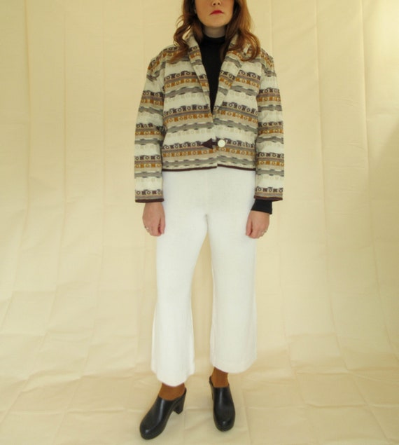 Cropped Cotton Blanket Jacket