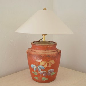 Handmade Ceramic Table Lamp - Vintage 1940s Ransburg Pottery Vase Lamp