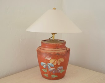 Handmade Ceramic Table Lamp - Vintage 1940s Ransburg Pottery Vase Lamp