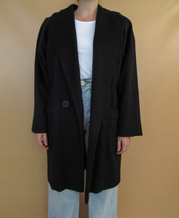 Black Wool Cocoon Coat