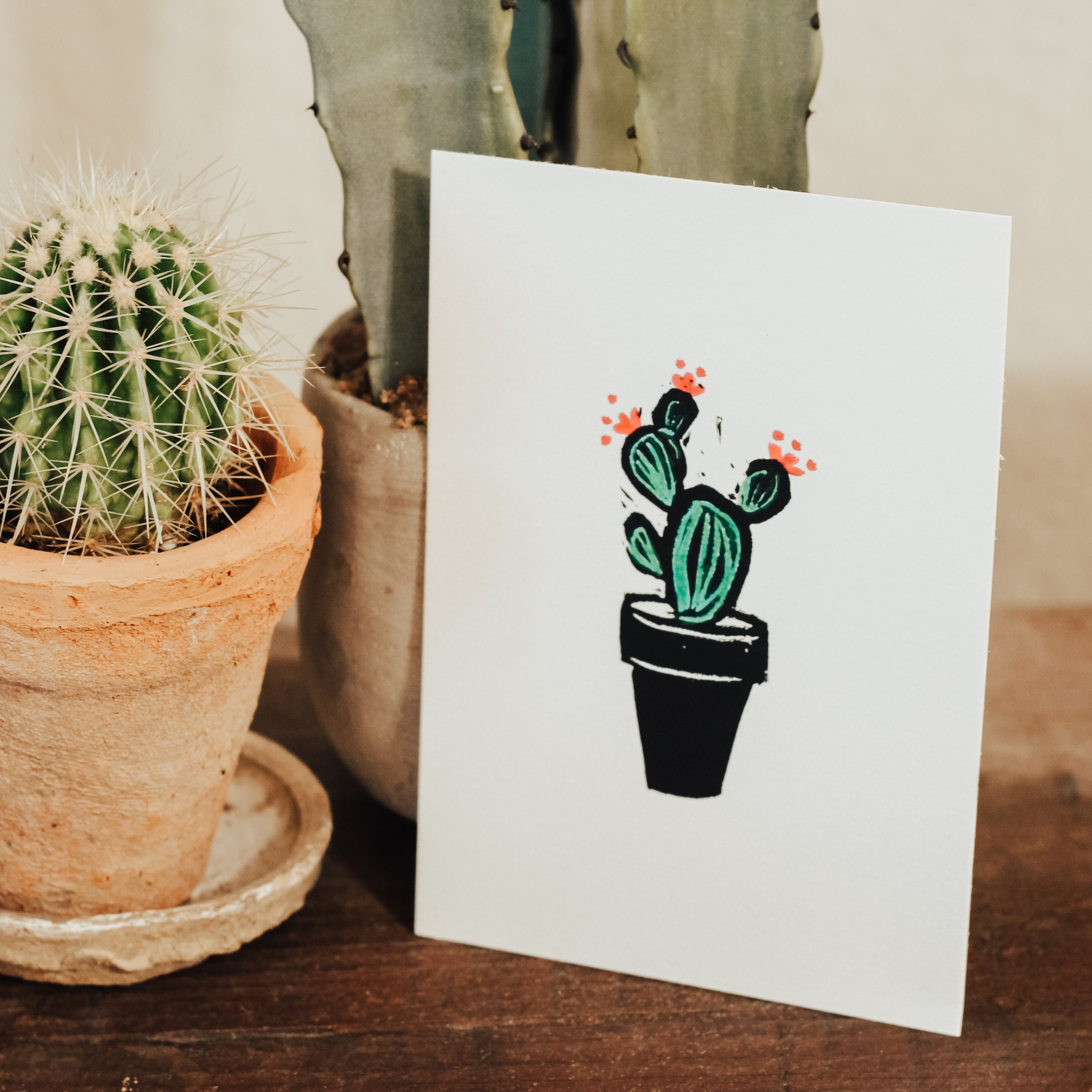 Flowering Cactus Linocut Block Art Original Print - Etsy UK