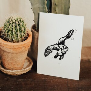 Owl Linocut Block Art Original Print