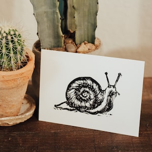 Tuin slak Linosnede blok Art originele print