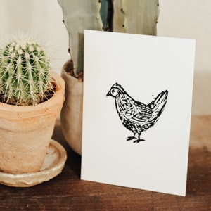Chicken Linocut Block Art Original Print