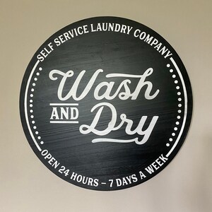 Round Pine Wood Laundry Room Sign: Farmhouse Decor