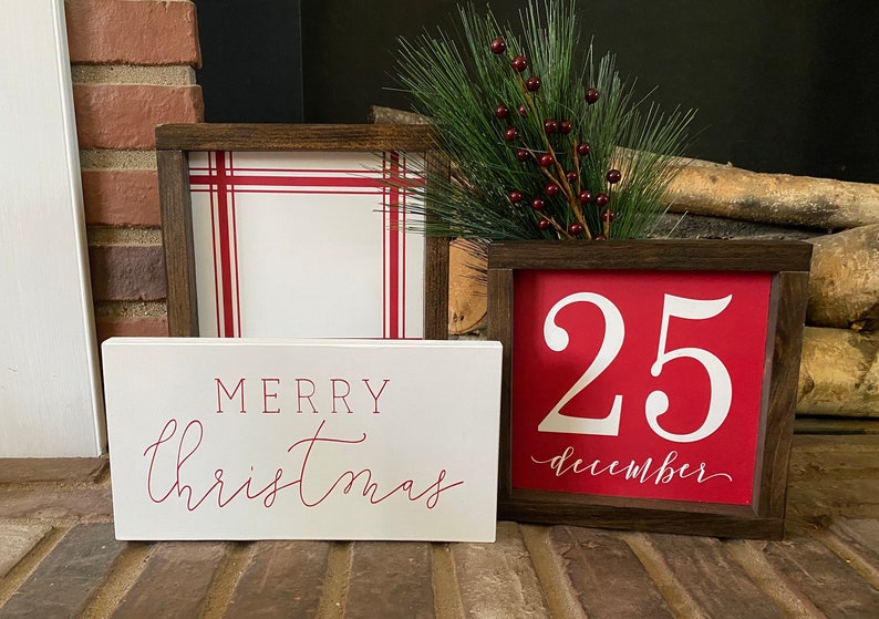 Fancy December Sign Hand Painted December 25 Christmas Sign: Holiday Home Decor - Etsy