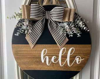 Hello Wooden Sign,  Hello Door Sign, Wooden Door Hanger, Hello Sign, Hello Door Hanger,Closing Gift Sign, Farmhouse Decor, home Decor