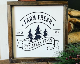 Hand Painted Christmas Tree Sign: Farm Fresh Holiday Decor