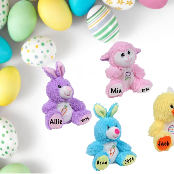 Personalized Easter Bunny Plush Animals, Custom Easter Plush, Custom Easter Gift, Personalized Easter Bunny, Chick