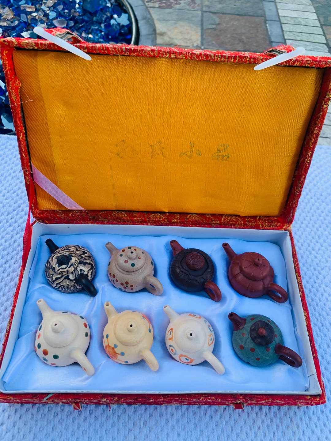 Vintage Miniature Chinese Clay Teapot Set Etsy