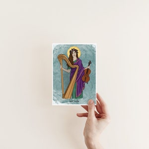 Saint Cecilia, religious art, Catholic saint, confirmation gift, Catholic print, Catholic gift for home, Catholic home decor, Catholic image