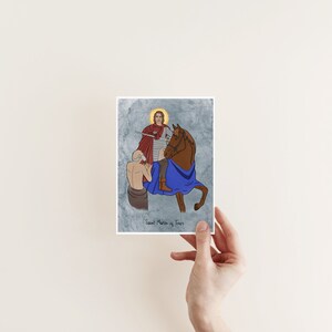 Saint Martin of Tours, religious art, Catholic saint, confirmation gift, Catholic print, Catholic gift for home, Catholic home decor