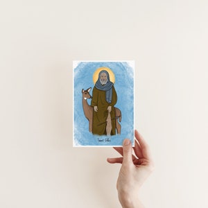 Saint Giles, religious art, Catholic saint, confirmation gift, Catholic print, Catholic gift for home, Catholic home decor, Catholic images