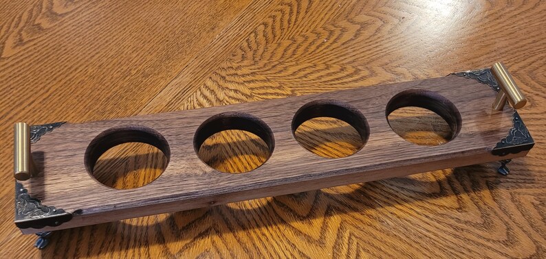 Whiskey Flights, Whiskey Cup Holder, Whiskey Gift, Bourbon Flight, Father's Day Gift, Christmas Gift, Wedding Gift, Bar Decor Walnut/Brass