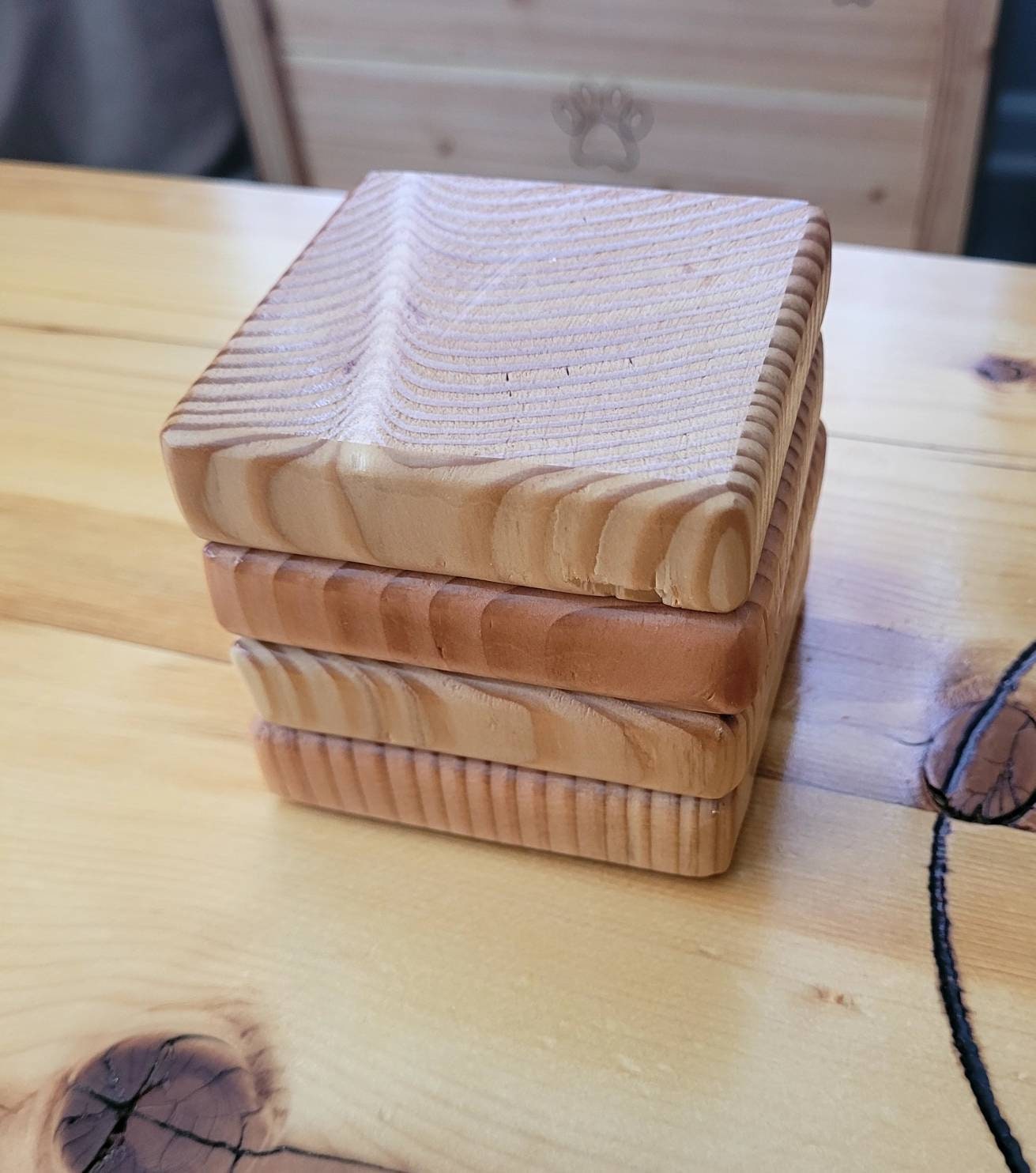 End Grain Wooden Coasters Made From Reclaimed Wood Etsy