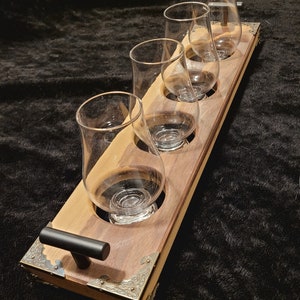 Whiskey Flights, Whiskey Cup Holder, Whiskey Gift, Bourbon Flight, Father's Day Gift, Christmas Gift, Wedding Gift, Bar Decor Flight with Glasses