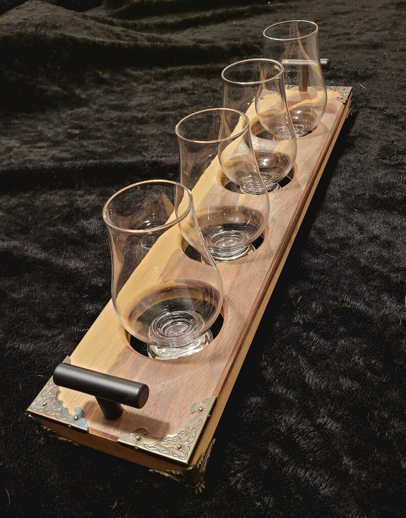 Whiskey Flights, Whiskey Cup Holder, Whiskey Gift, Bourbon Flight, Father's Day Gift, Christmas Gift, Wedding Gift, Bar Decor Flight with Glasses