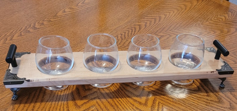 Whiskey Flights, Whiskey Cup Holder, Whiskey Gift, Bourbon Flight, Father's Day Gift, Christmas Gift, Wedding Gift, Bar Decor Maple W/ 6oz glasses